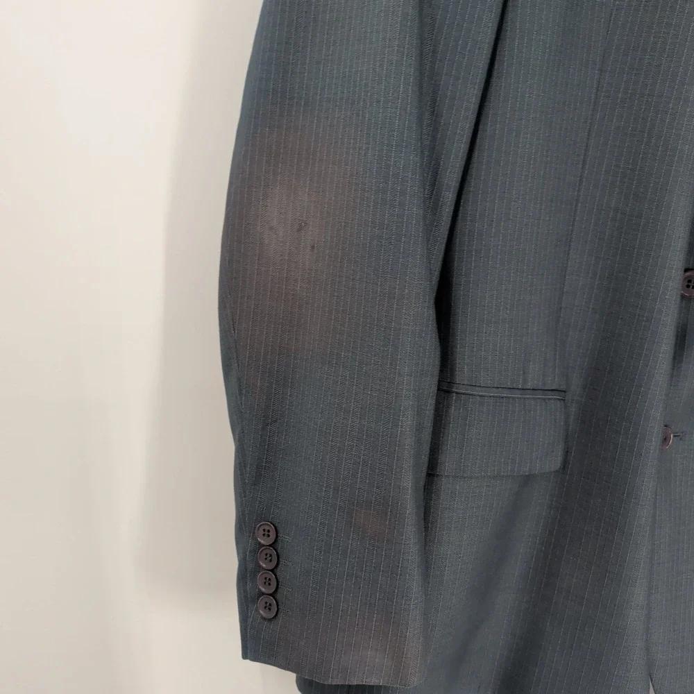Vintage Giorgio Fiorelli Pine Striped 2-Piece Set Suit Jacket &‎ Pants Gray 46